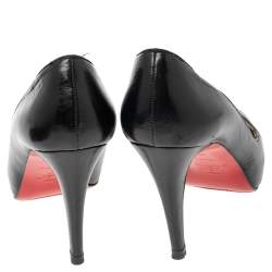 Pre Owned Christian Louboutin Black Leather Lady Peep Platform Pumps Size 37