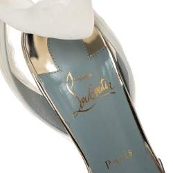 Pre Owned Christian Louboutin White Lace and PVC Spikaqueen Studded Accents Wrap Up Pumps Size 38