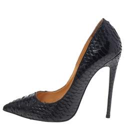 مملوكة مسبقًا Christian Louboutin Black Python So Kate Pumps Size 37