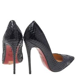 مملوكة مسبقًا Christian Louboutin Black Python So Kate Pumps Size 37