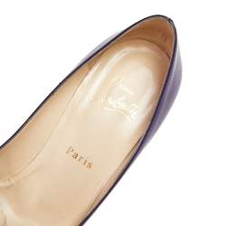 Pre Owned حذاء كعب عالي كريستيان لوبوتان يو يو جلد لامع بنفسجي مقدمة مفتوحة مقاس 37.5