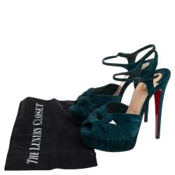Pre Owned Christian Louboutin Dark Green Suede Lonescadiva Sandals Size 35