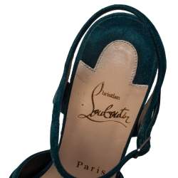 Pre Owned Christian Louboutin Dark Green Suede Lonescadiva Sandals Size 35