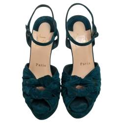 Pre Owned Christian Louboutin Dark Green Suede Lonescadiva Sandals Size 35