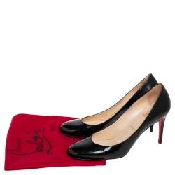 Pre Owned Christian Louboutin Black Patent Leather Simple  Pumps Size 39