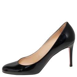 Pre Owned Christian Louboutin Black Patent Leather Simple  Pumps Size 39