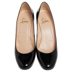 Pre Owned Christian Louboutin Black Patent Leather Simple  Pumps Size 39