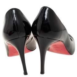 Pre Owned Christian Louboutin Black Patent Leather Simple  Pumps Size 39