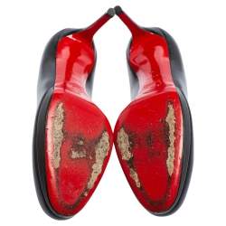Pre Owned Christian Louboutin Black Leather Simple  Pumps Size 39 