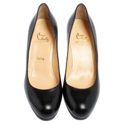 Pre Owned Christian Louboutin Black Leather Simple  Pumps Size 39 