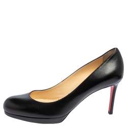 Pre Owned Christian Louboutin Black Leather Simple  Pumps Size 39 