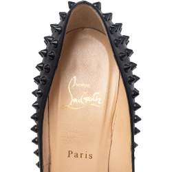 Pre Owned  Christian Louboutin Black Leather Pigalle Spikes Pumps Size 38.5