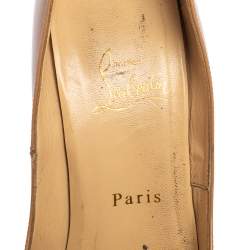 Christian Louboutin Beige Patent Leather Lady Peep Toe Platform Pumps Size 38 
