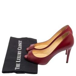 Pre Owned Christian Louboutin Burgundy Leather Yoyo Pumps Size 36.5