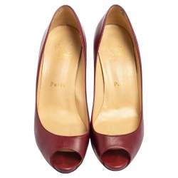 Pre Owned Christian Louboutin Burgundy Leather Yoyo Pumps Size 36.5