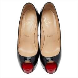 Christian Louboutin Black Patent Leather Lady Peep Toe Pumps Size 36.5