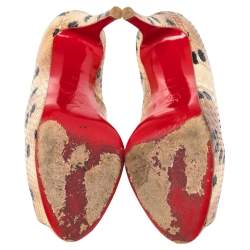 Christian Louboutin Beige/Black Snakeskin   Prive  pumps Size 38