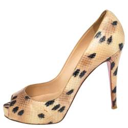 Christian Louboutin Beige/Black Snakeskin   Prive  pumps Size 38