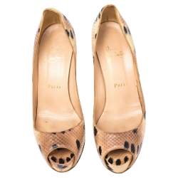 Christian Louboutin Beige/Black Snakeskin   Prive  pumps Size 38
