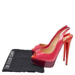 Pre Owned  Christian Louboutin Tri Color Patent Leather Lady Peep Toe Platform Pumps Size 35.5