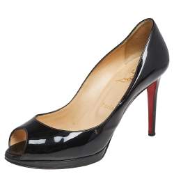 Christian Louboutin  Black Patent Leather New Prive  Pumps Size 38.5