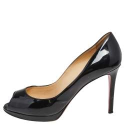 Christian Louboutin  Black Patent Leather New Prive  Pumps Size 38.5