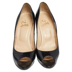 Christian Louboutin  Black Patent Leather New Prive  Pumps Size 38.5