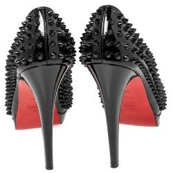 Pre Owned Christian Louboutin Black Patent Leather Alti Spikes  Pumps Size 38