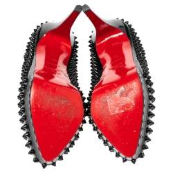 Pre Owned Christian Louboutin Black Patent Leather Alti Spikes  Pumps Size 38