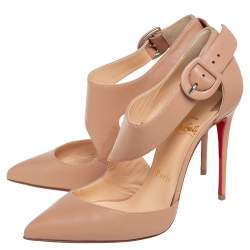 Christian Louboutin Beige Leather Sharpeta Pointed Toe Pumps Size 36
