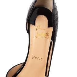Pre Owned Christian Louboutin Black Patent Leather and Suede Galupump D'Orsay Pumps Size 38