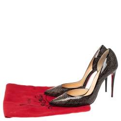 Christian Louboutin Black Patent Leather and Suede Galupump D'Orsay Pumps Size 38
