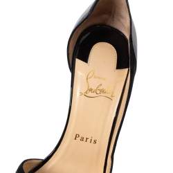 Pre Owned Christian Louboutin Black Patent Leather and Suede Tac Clac Pumps Size 38
