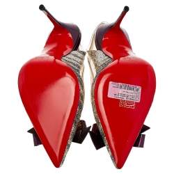 Pre Owned صندل كريستيان لوبوتان ساسبيندو جلد وغليتر متعدد الألوان مقاس 36