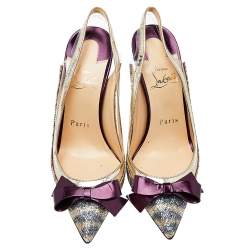 Pre Owned صندل كريستيان لوبوتان ساسبيندو جلد وغليتر متعدد الألوان مقاس 36