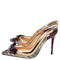 Pre Owned صندل كريستيان لوبوتان ساسبيندو جلد وغليتر متعدد الألوان مقاس 36