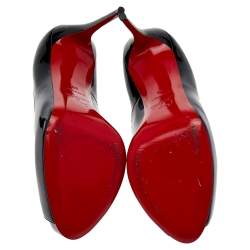 Pre Owned Christian Louboutin Black Patent Leather Very Prive  Peep Toe Platform Pumps Size 39