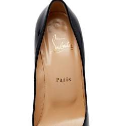 Pre Owned Christian Louboutin Black Patent Leather Very Prive  Peep Toe Platform Pumps Size 39