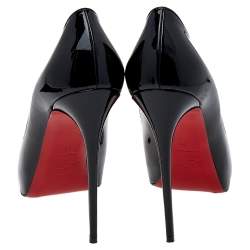 Pre Owned Christian Louboutin Black Patent Leather Very Prive  Peep Toe Platform Pumps Size 39