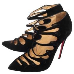 Pre Owned Christian Louboutin Black Suede Viennana Pumps Size 37