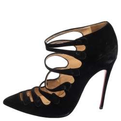 Pre Owned Christian Louboutin Black Suede Viennana Pumps Size 37