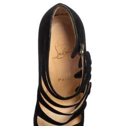 Pre Owned Christian Louboutin Black Suede Viennana Pumps Size 37