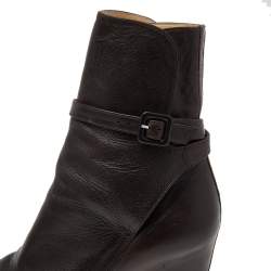 Pre Owned بوت كريستيان لوبوتان جلد بني كعب روكي للكاحل مقاس 38