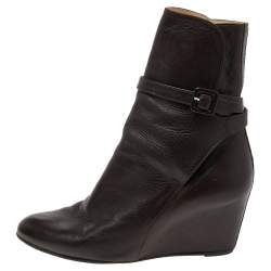 Pre Owned بوت كريستيان لوبوتان جلد بني كعب روكي للكاحل مقاس 38