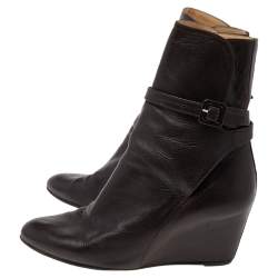 Pre Owned بوت كريستيان لوبوتان جلد بني كعب روكي للكاحل مقاس 38