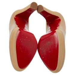 مملوكة مسبقًا Christian Louboutin Beige Leather Bibi Platform Pumps Size 38.5