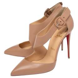 Pre Owned Christian Louboutin Beige Leather Sharpeta Pumps Size 40