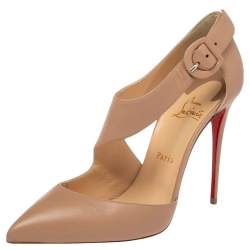 Pre Owned Christian Louboutin Beige Leather Sharpeta Pumps Size 40