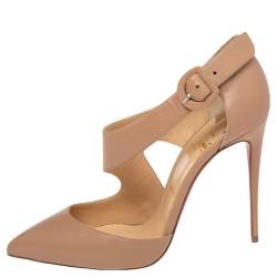 Pre Owned Christian Louboutin Beige Leather Sharpeta Pumps Size 40