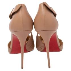 Pre Owned Christian Louboutin Beige Leather Sharpeta Pumps Size 40